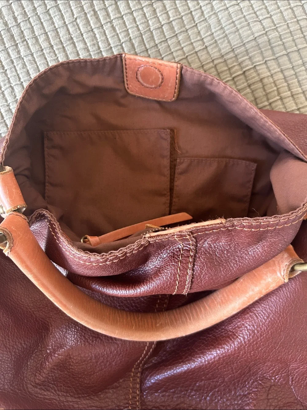 Lucky Brand Leather Shoulder Bag Satchel Purse in Burgundy Brown